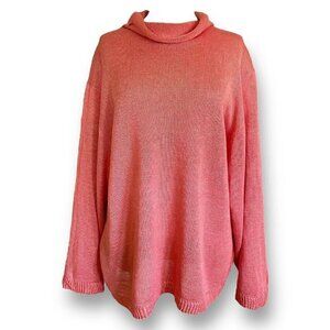 Vintage Michael Simon Womens Sweater Sz M/L Peach Linen Turtleneck Coastal Beach